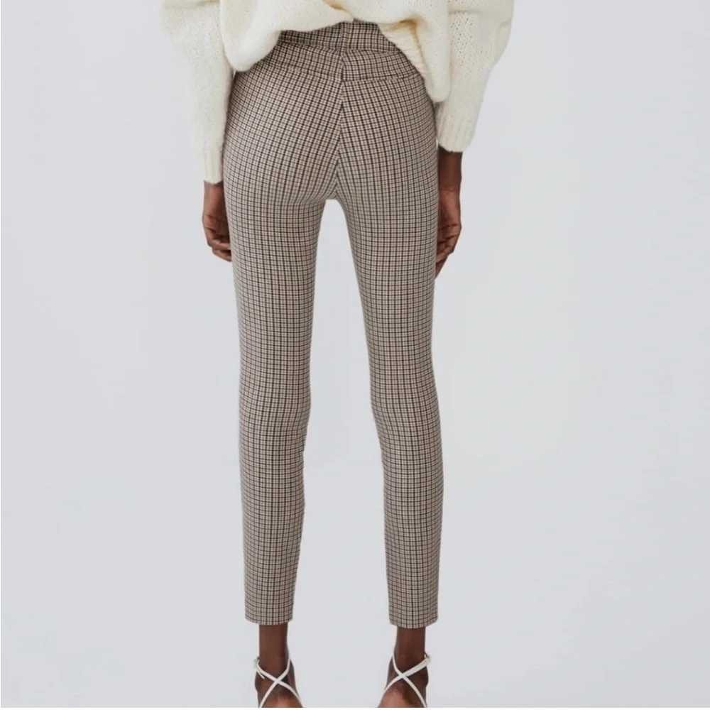 Zara Women’s High Waist Plaid Black, White & Brown Leggings/Pants- Size Small - Picture 4 of 13